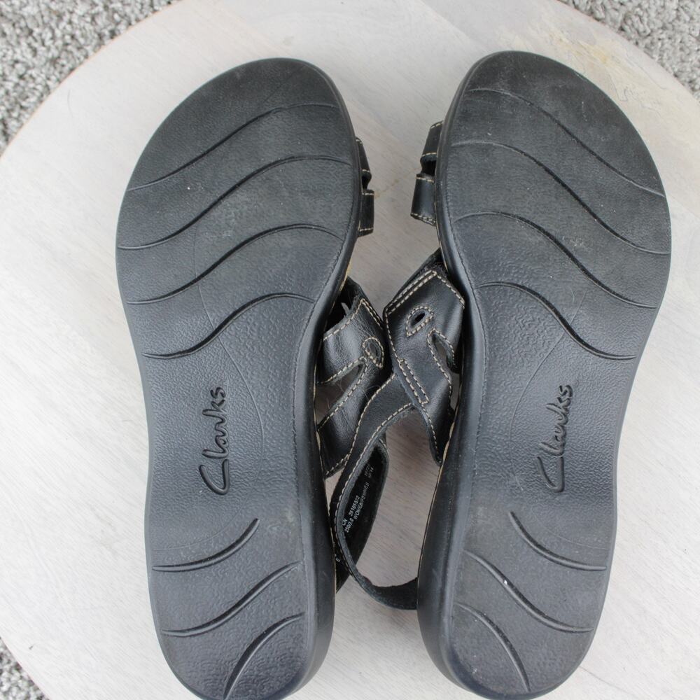 Clarks Collection Leisa Strappy Comfort Sandals Black Leather Womens 9 - Picture 5 of 7